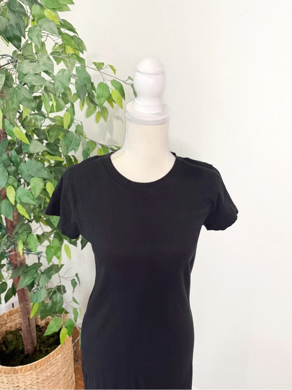 J.Crew Black Cotton Midi T-Shirt Dress Size XS